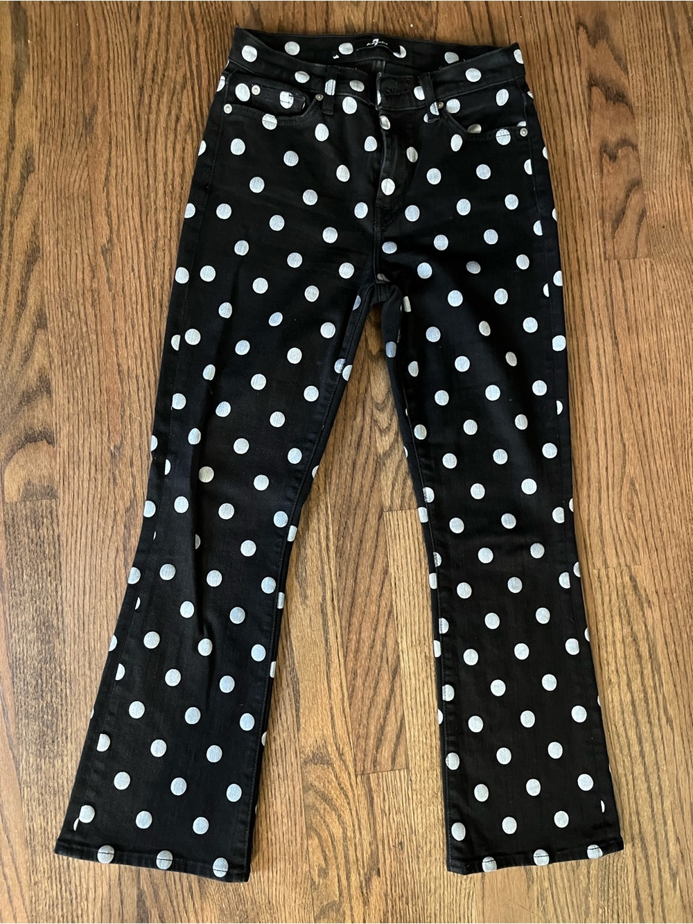 7 For All Mankind Black Jeans with White Polka Dots